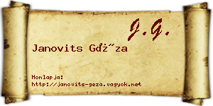 Janovits Géza névjegykártya